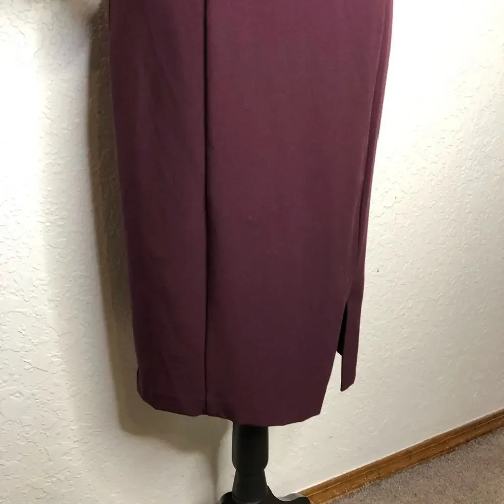 WHBM wine maroon purple bell sleeve midi sheath dress size 6